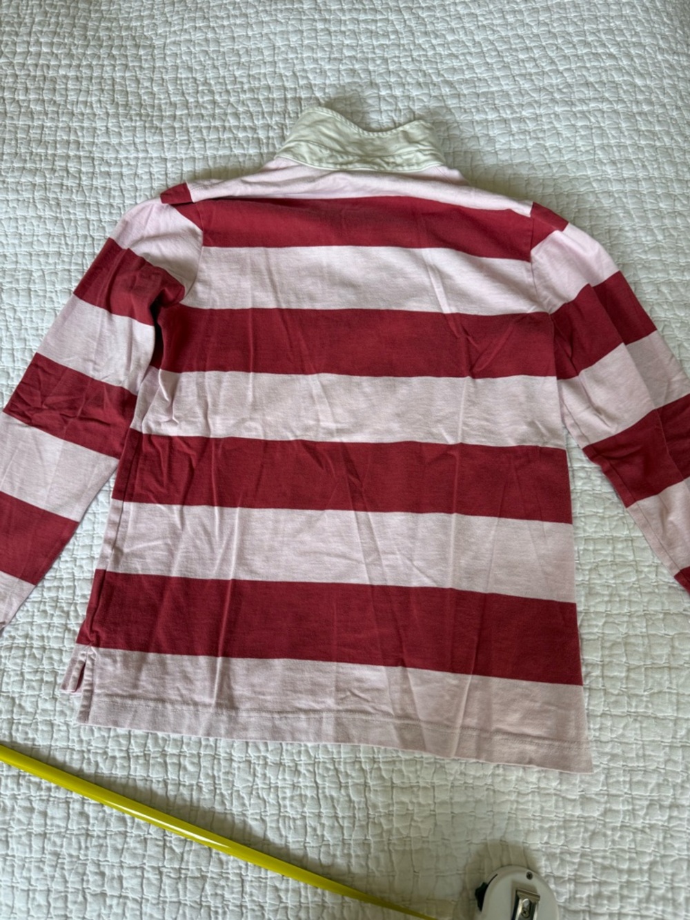 J. Crew Women's Wide-Strip Rugby Top in Burgundy and Pink - Picture 8 of 8